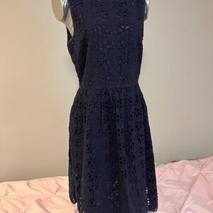 Alfani Navy Eyelet Fit & Flare Mini Dress